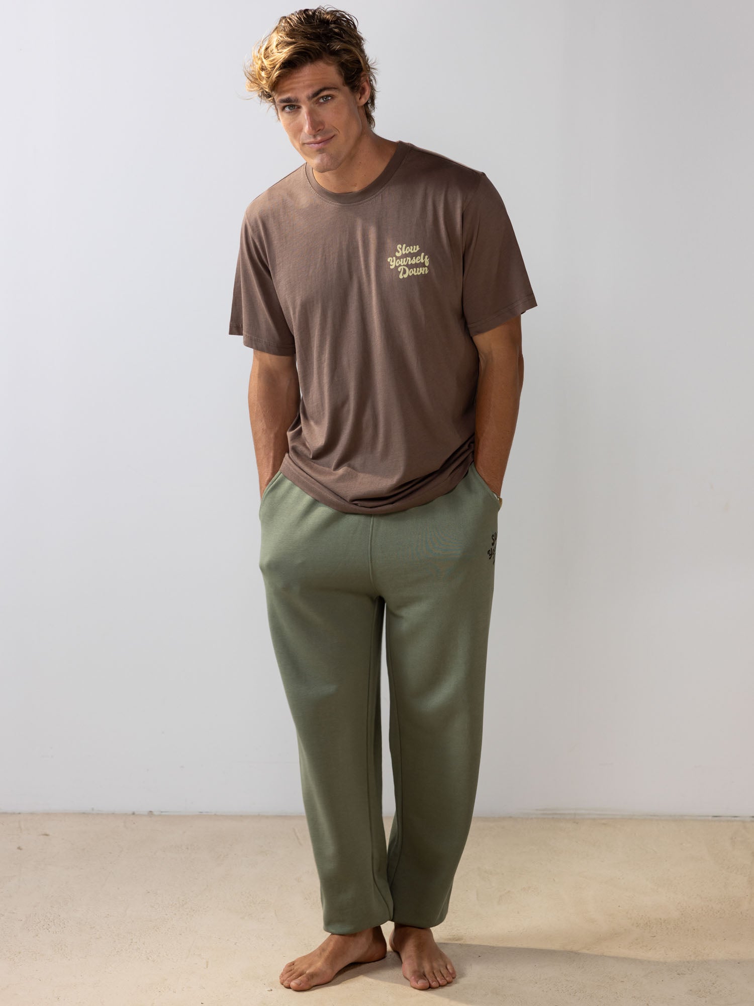 Mens Retro Sweatpants | Organic Cotton | Slow Yourself Down - Mens Sweatpants
