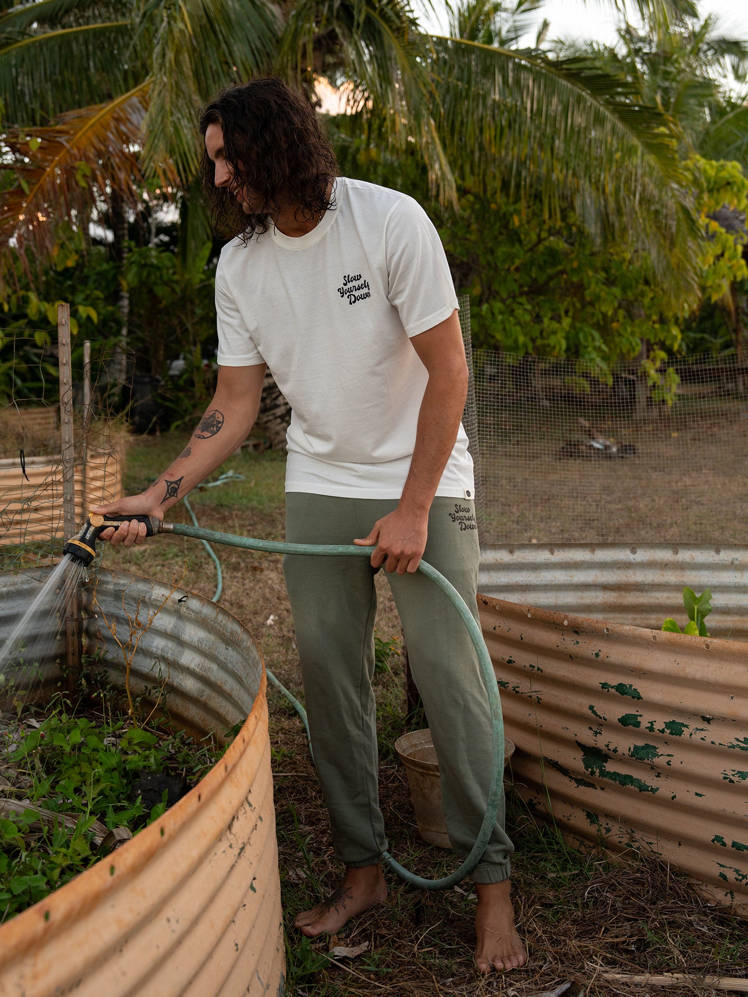 Mens Retro Sweatpants | Organic Cotton | Slow Yourself Down - Mens Sweatpants