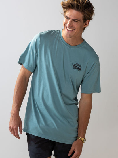 Mineral Blue Surf Van Tee | Organic Cotton | Slow Yourself Down - Mens Shirts