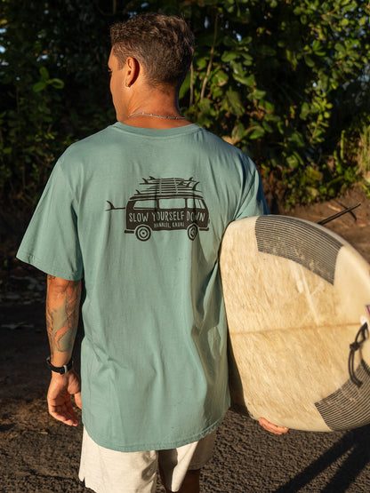 Mineral Blue Surf Van Tee - Slow Yourself Down