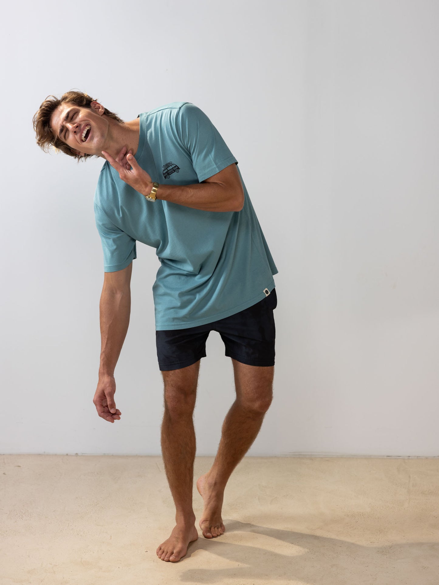 Mineral Blue Surf Van Tee | Organic Cotton | Slow Yourself Down - Mens Shirts