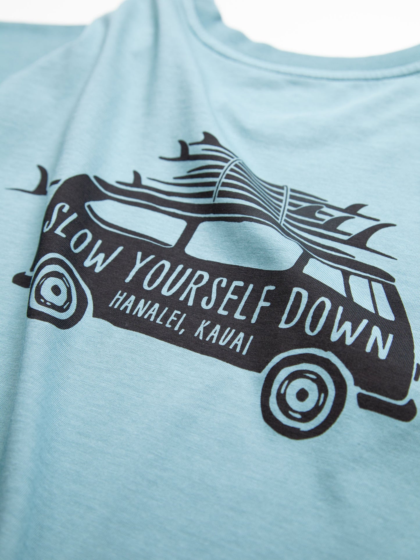 Mineral Blue Surf Van Tee | Organic Cotton | Slow Yourself Down - Mens Shirts