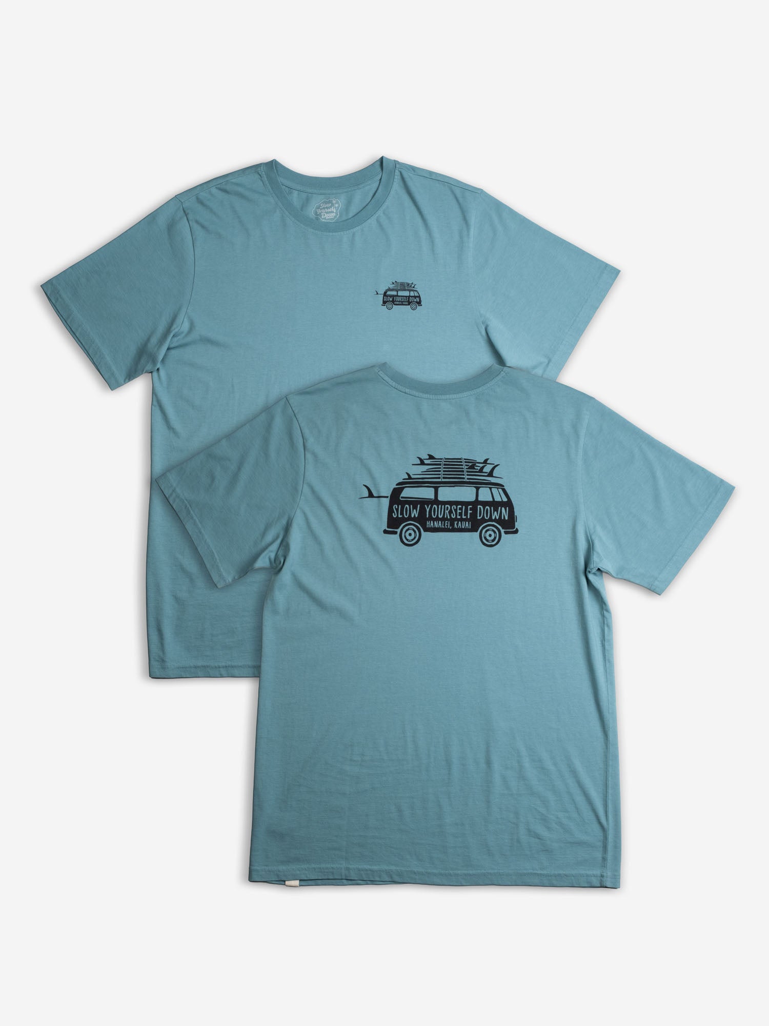 Mineral Blue Surf Van Tee | Organic Cotton | Slow Yourself Down - Mens Shirts