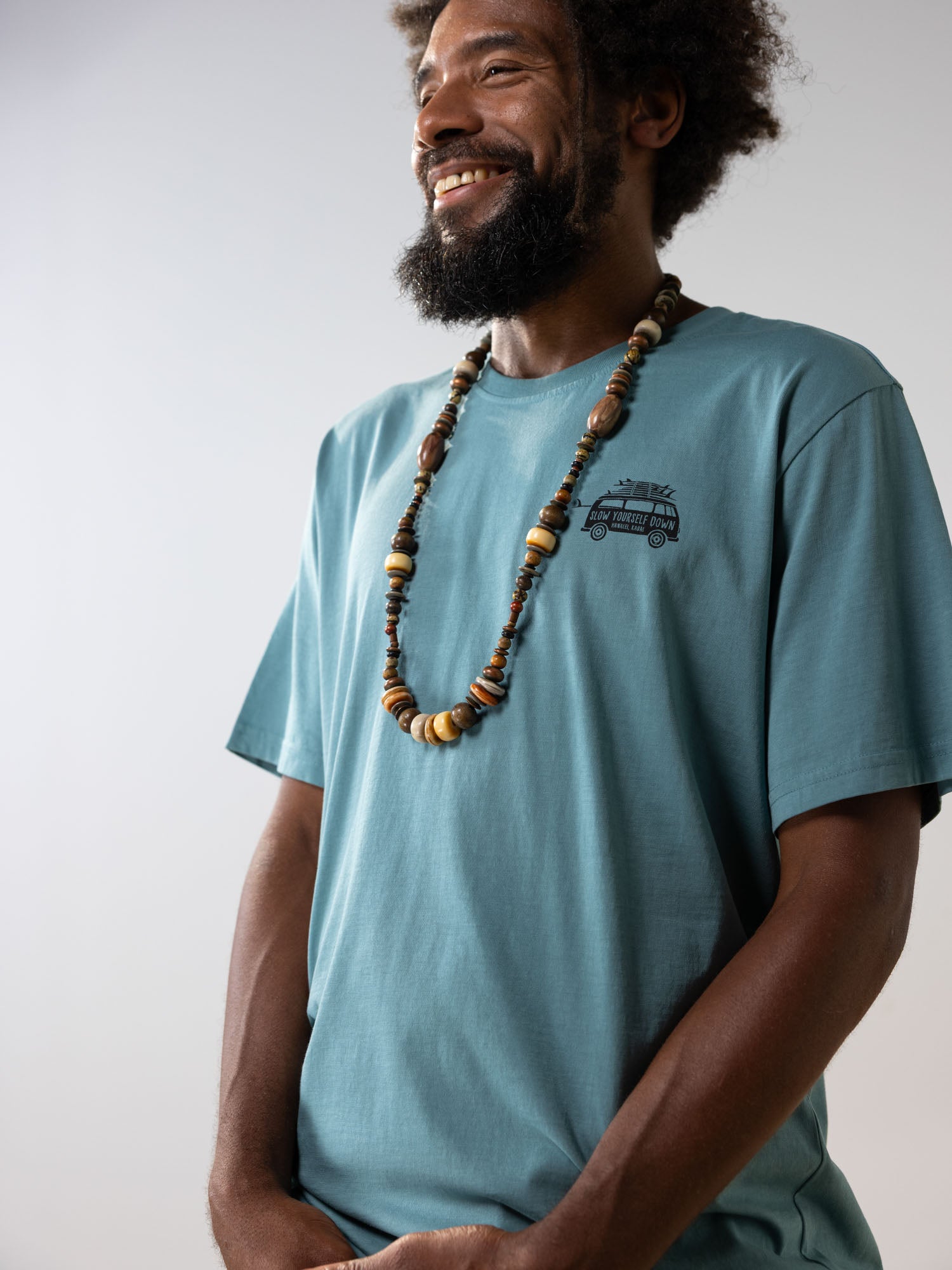 Mineral Blue Surf Van Tee | Organic Cotton | Slow Yourself Down - Mens Shirts