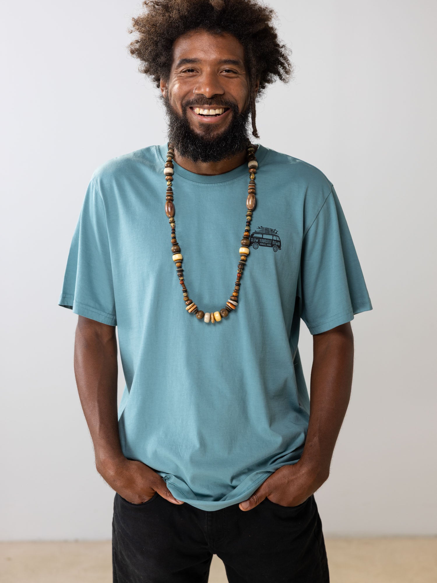 Mineral Blue Surf Van Tee | Organic Cotton | Slow Yourself Down - Mens Shirts