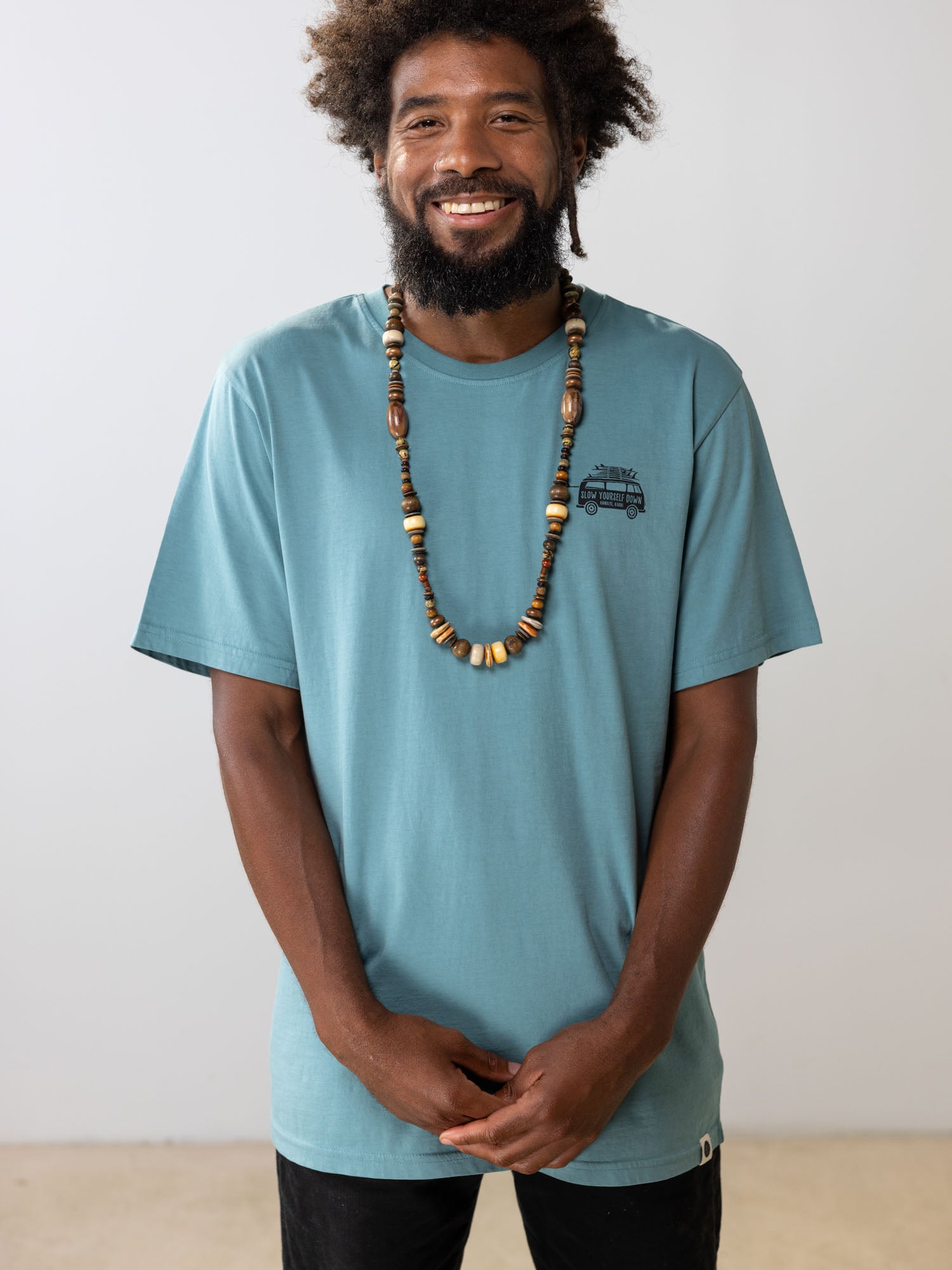 Mineral Blue Surf Van Tee | Organic Cotton | Slow Yourself Down - Mens Shirts