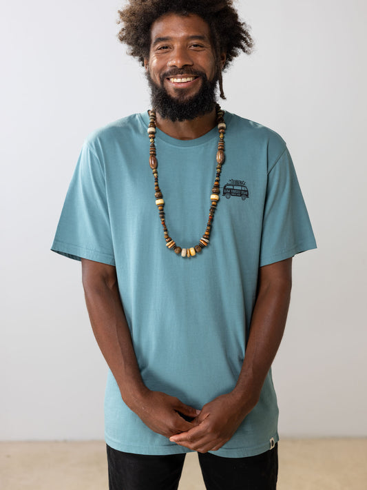Mineral Blue Surf Van Tee | Organic Cotton | Slow Yourself Down - Mens Shirts