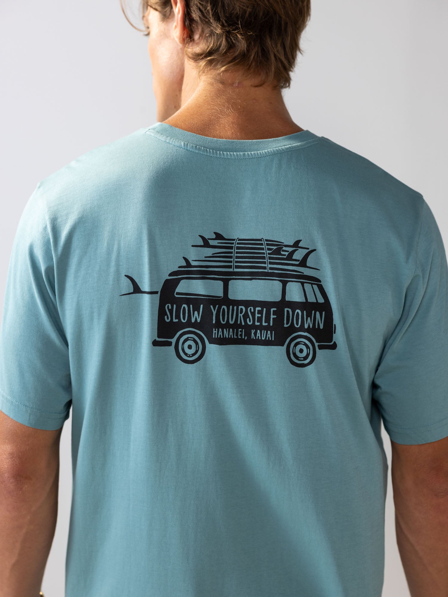 Mineral Blue Surf Van Tee | Organic Cotton | Slow Yourself Down - Mens Shirts