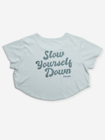 Mist Moon Crop | Organic Cotton | Slow Yourself Down - Womens Shirts