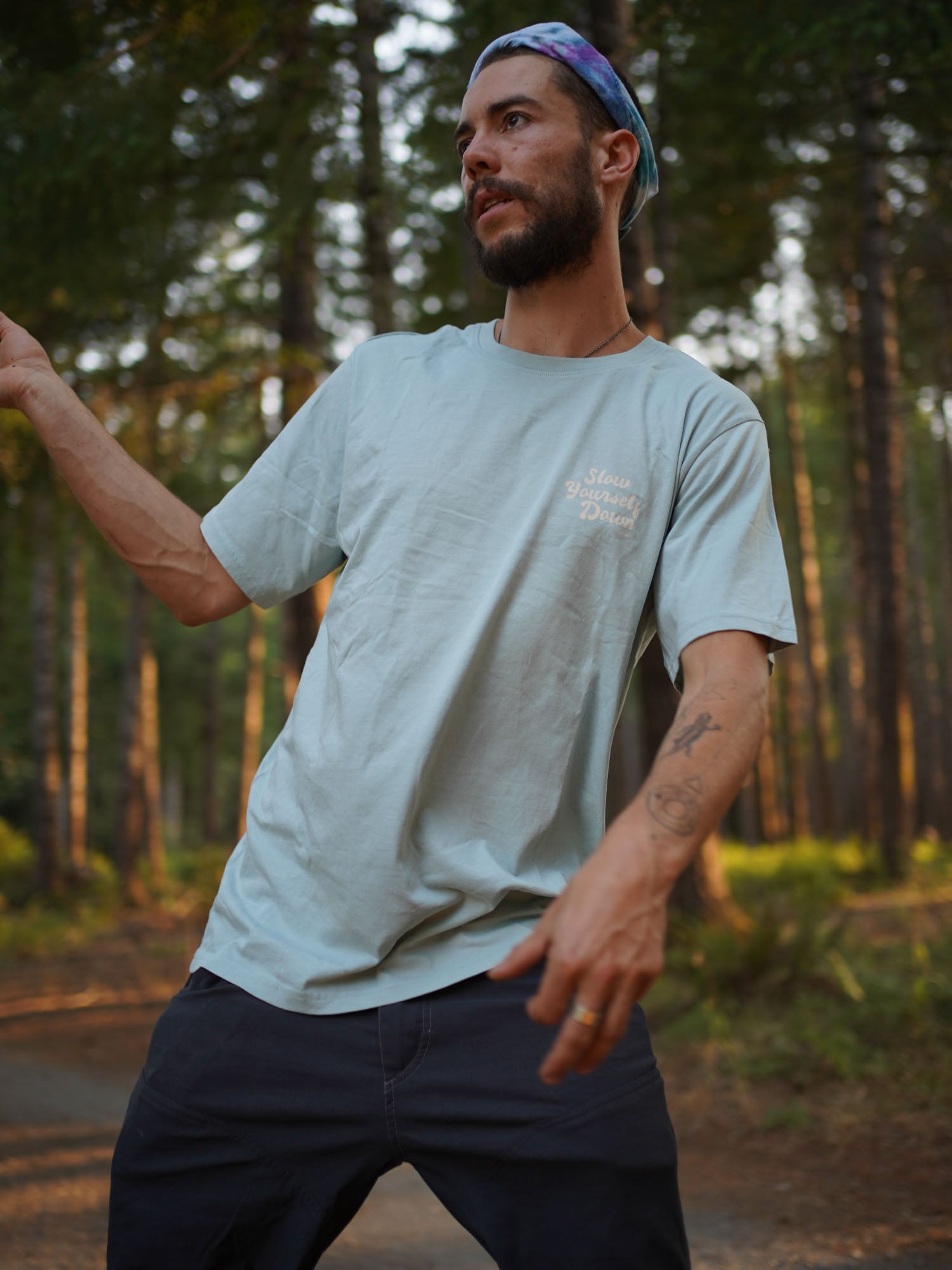 Mist Retro Tee | Organic Cotton | Slow Yourself Down - Mens Shirts