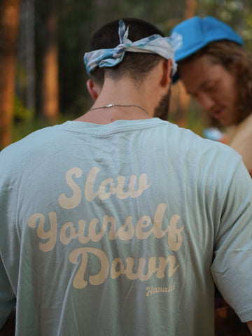 Mist Retro Tee | Organic Cotton | Slow Yourself Down - Mens Shirts