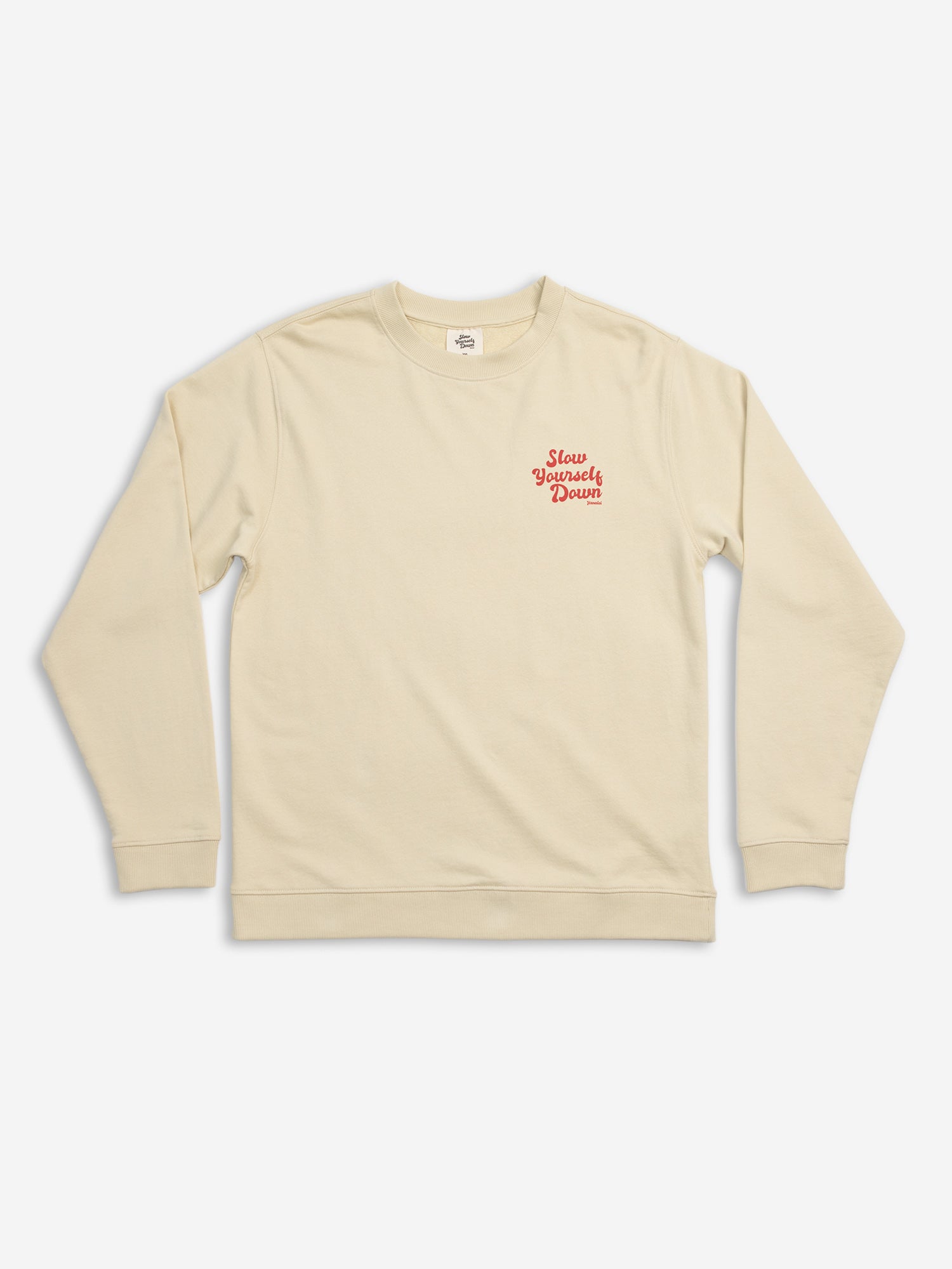 Retro Cream Crewneck | Organic Cotton | Slow Yourself Down