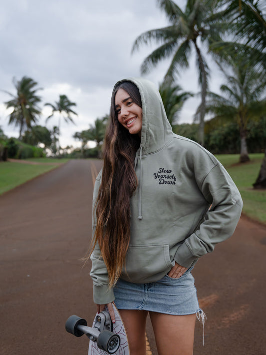 Retro Hoodie | Organic Cotton | Slow Yourself Down - Pullover Hoodie