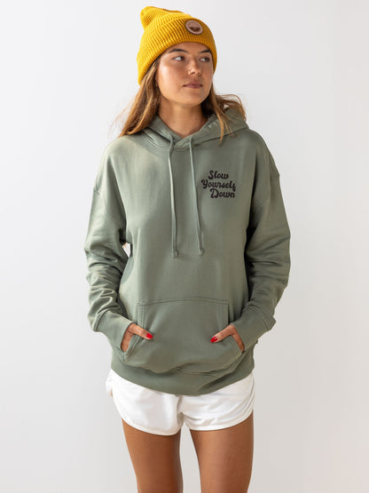Retro Hoodie | Organic Cotton | Slow Yourself Down - Pullover Hoodie