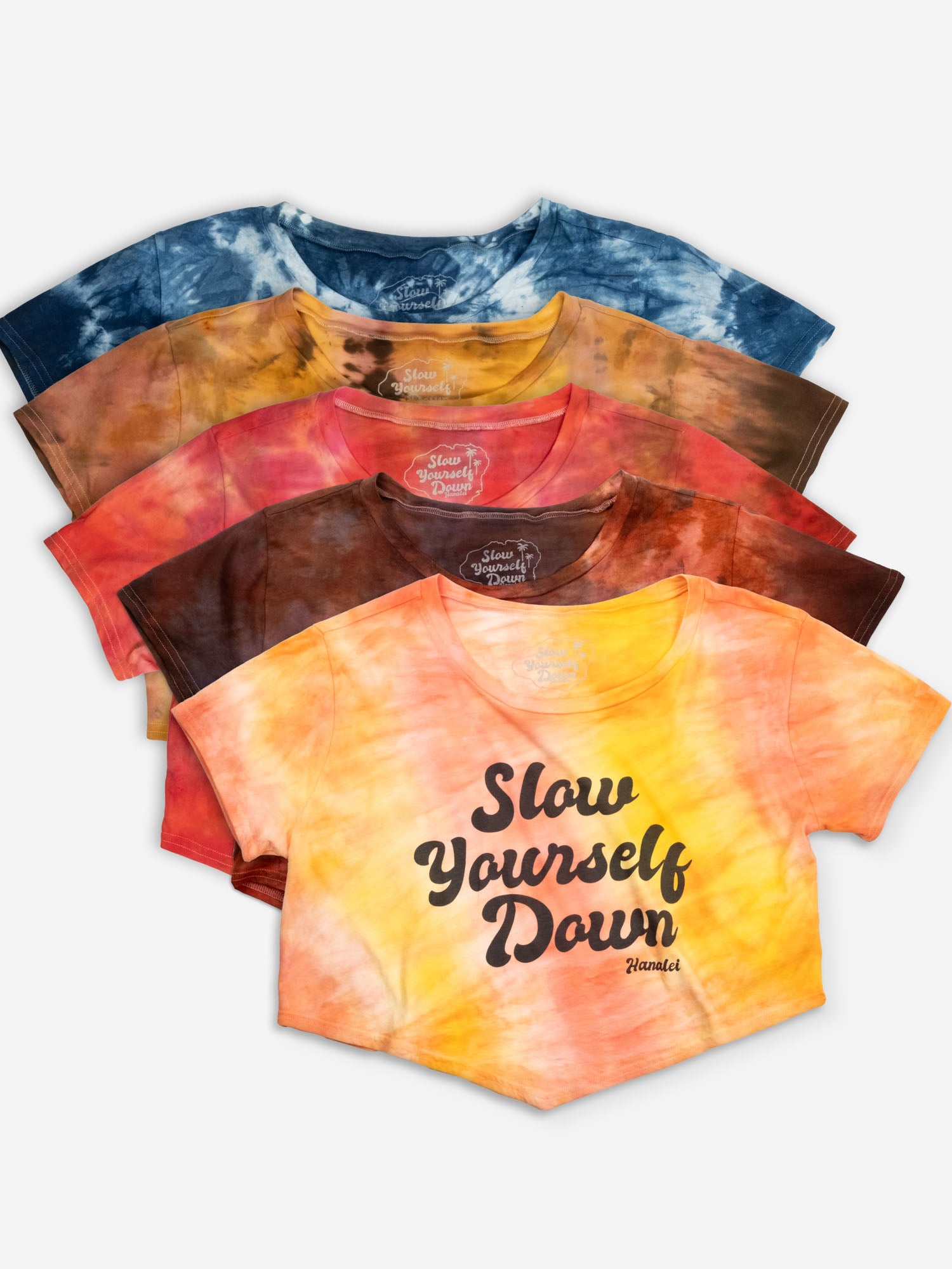 Retro Moon Crop Tie-Dye | Organic Cotton | Slow Yourself Down - Womens Shirts