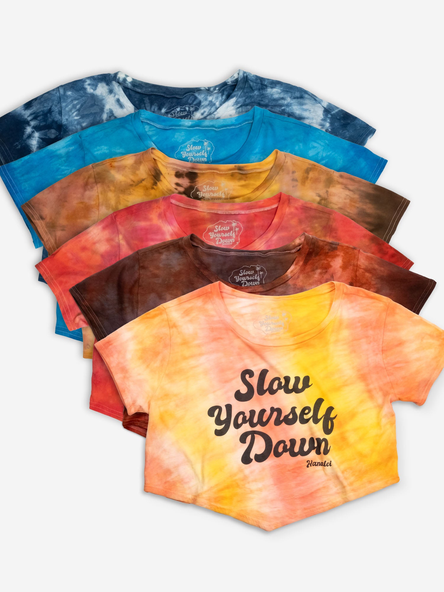 Retro Moon Crop Tie-Dye | Organic Cotton | Slow Yourself Down - Womens Shirts