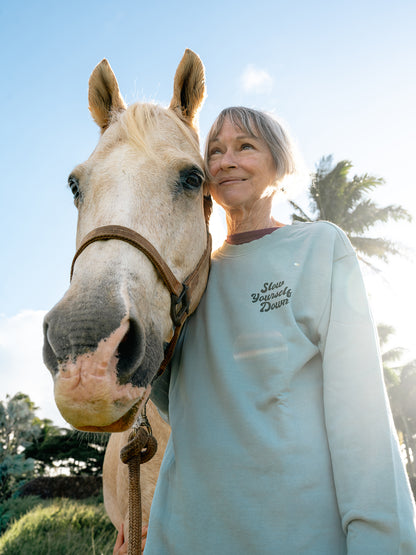 Retro Slate Crewneck - Slow Yourself Down