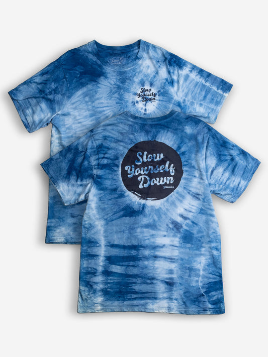 Retro Stamp Tie-Dye Tee | Organic Cotton | Slow Yourself Down - Mens Shirts