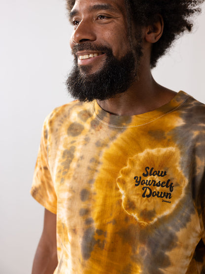 Retro Stamp Tie-Dye Tee | Organic Cotton | Slow Yourself Down - Mens Shirts