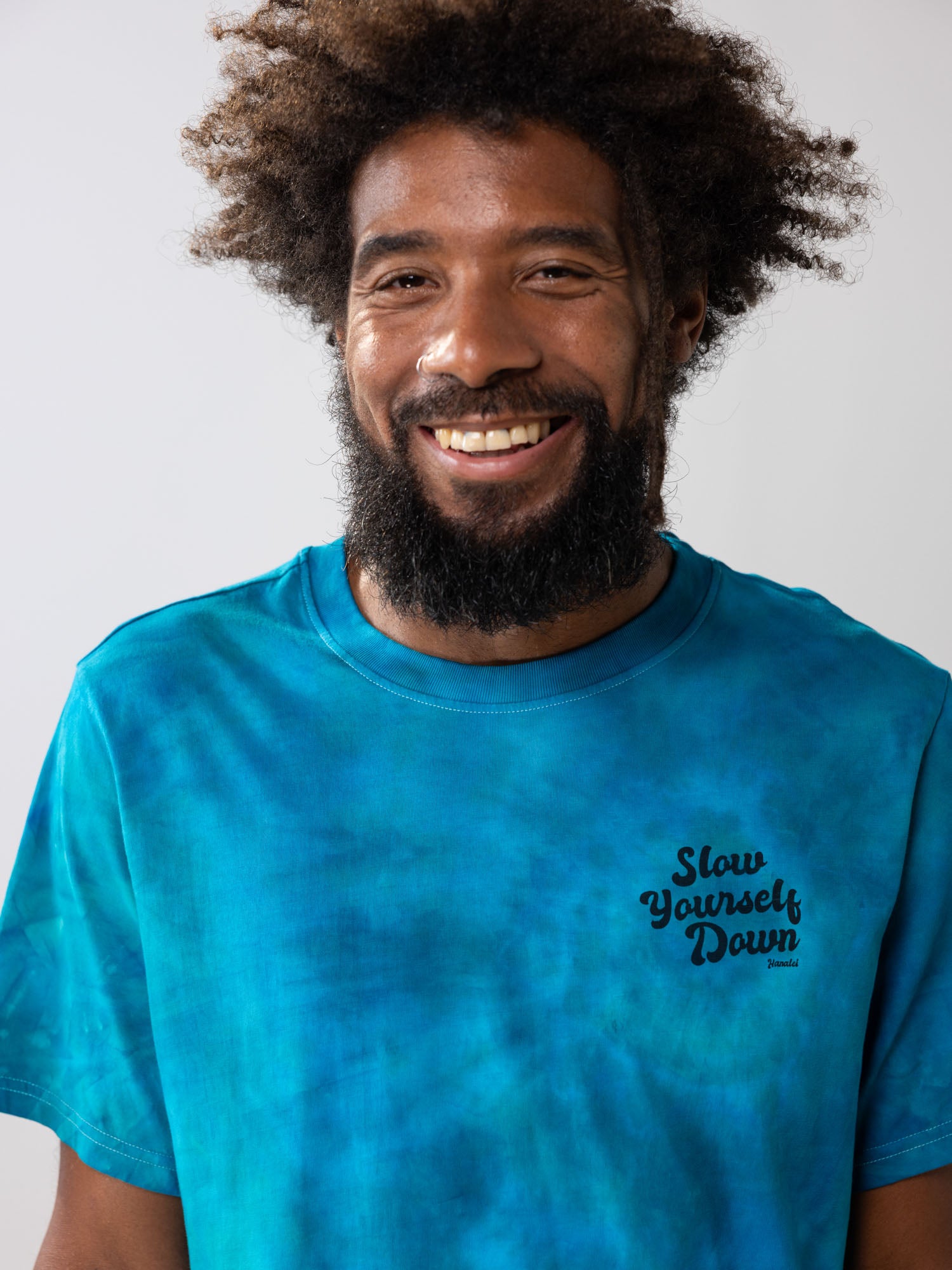 Retro Stamp Tie-Dye Tee | Organic Cotton | Slow Yourself Down - Mens Shirts