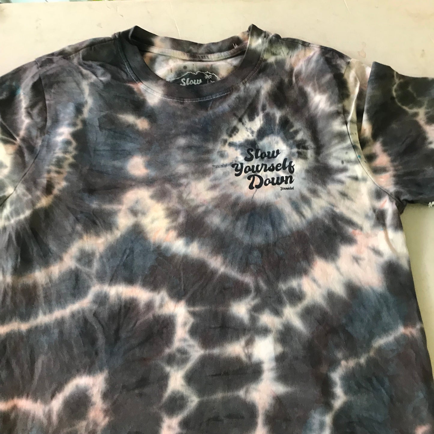 Retro Stamp Tie-Dye Tee | Organic Cotton | Slow Yourself Down - Mens Shirts