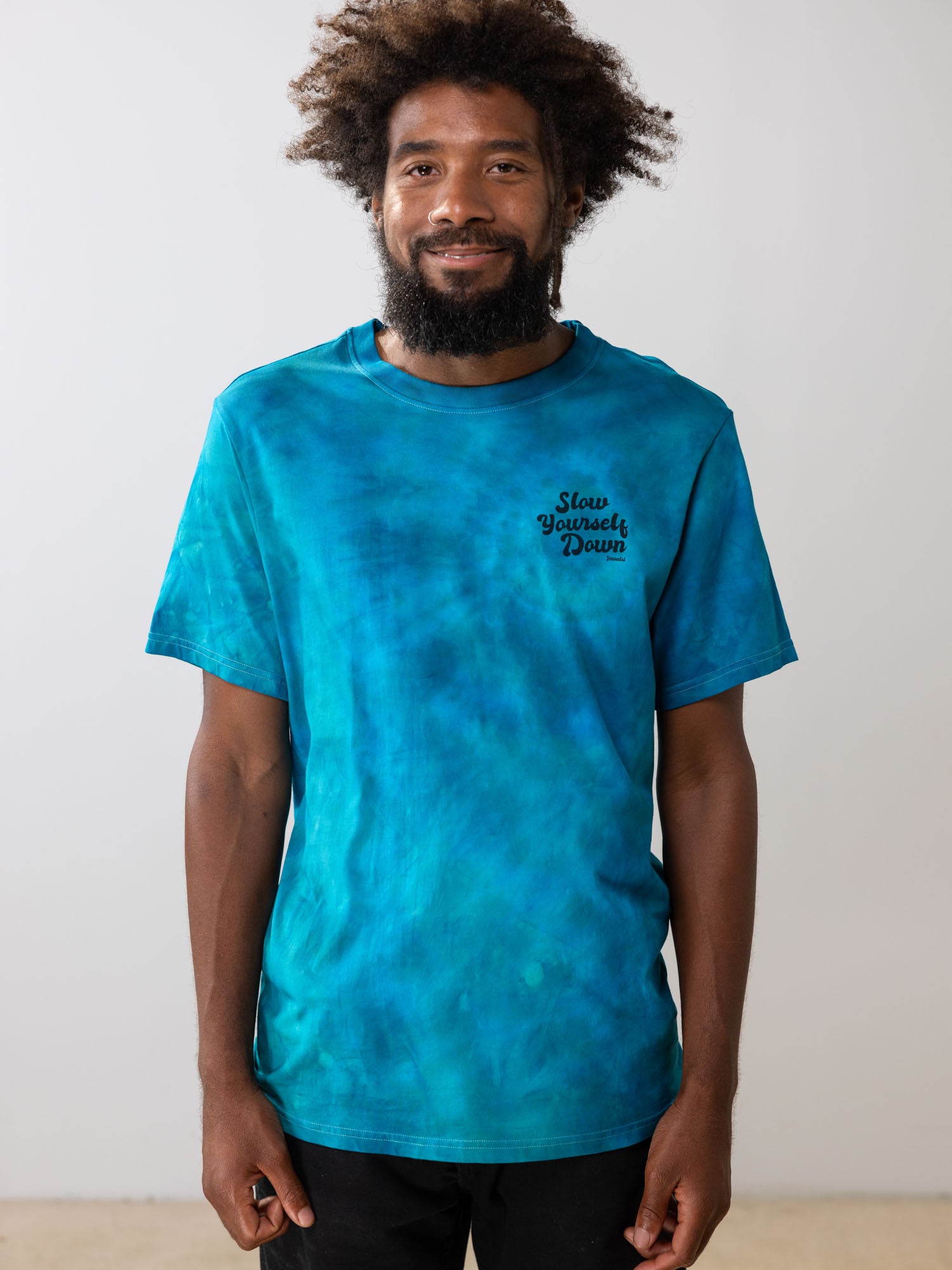 Retro Stamp Tie-Dye Tee | Organic Cotton | Slow Yourself Down - Mens Shirts