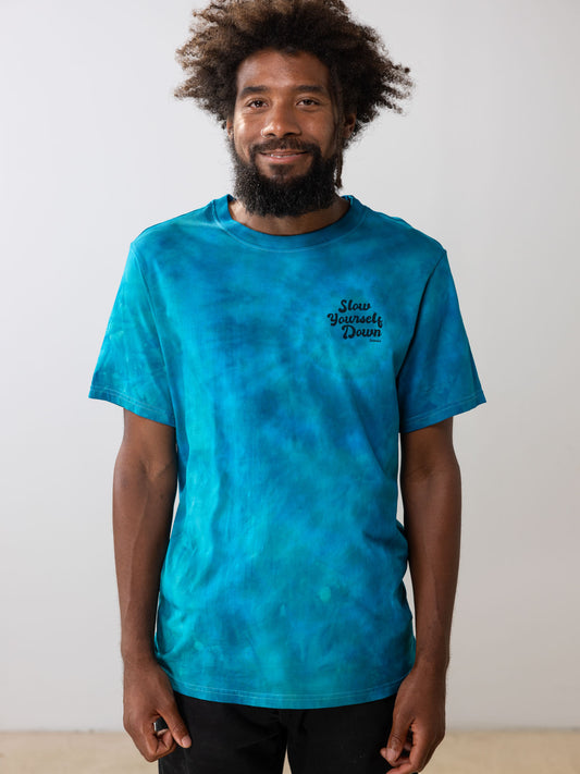Retro Stamp Tie-Dye Tee | Organic Cotton | Slow Yourself Down - Mens Shirts