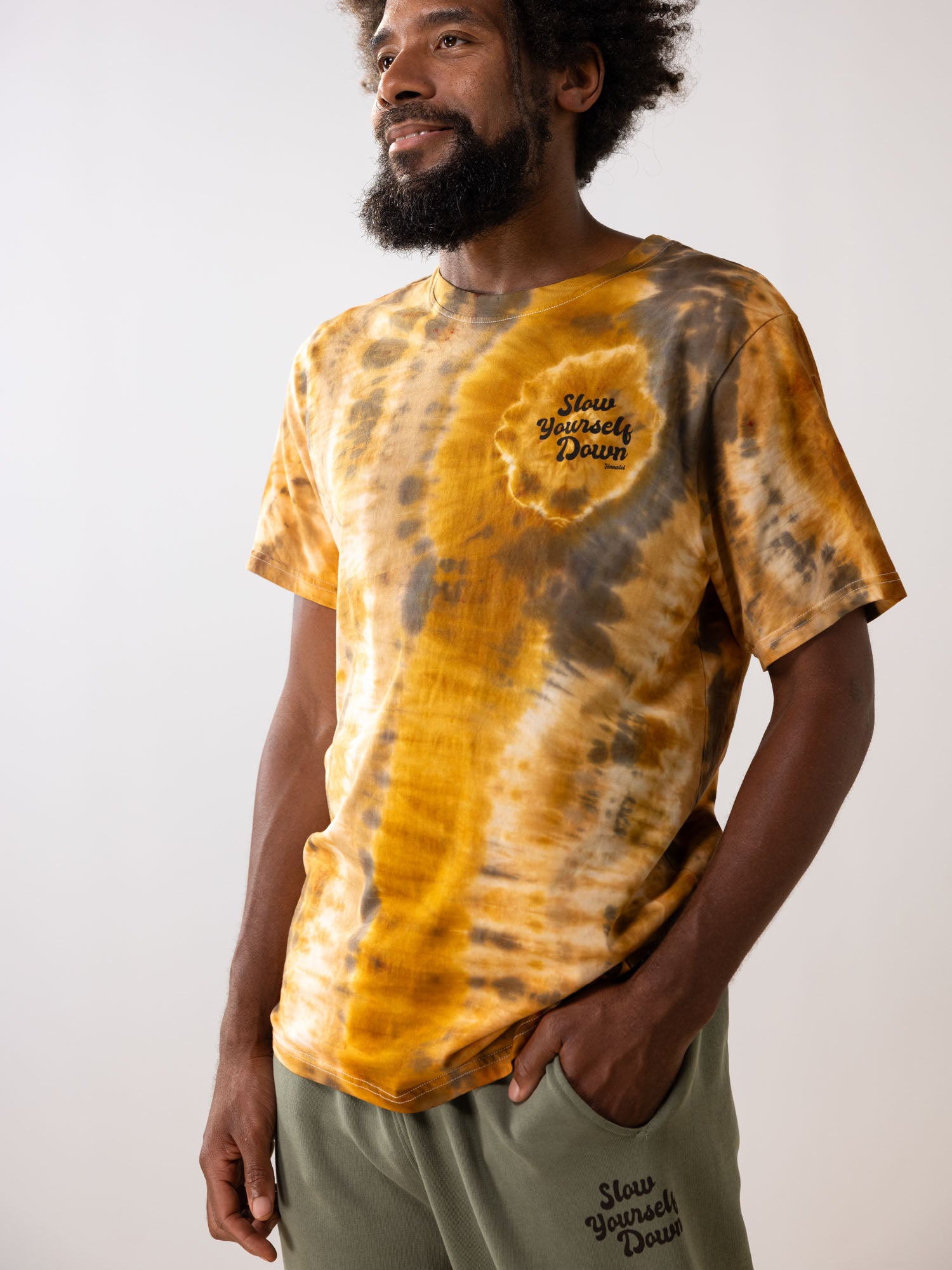 Retro Stamp Tie-Dye Tee | Organic Cotton | Slow Yourself Down - Mens Shirts