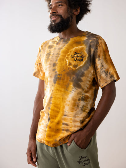 Retro Stamp Tie-Dye Tee | Organic Cotton | Slow Yourself Down - Mens Shirts