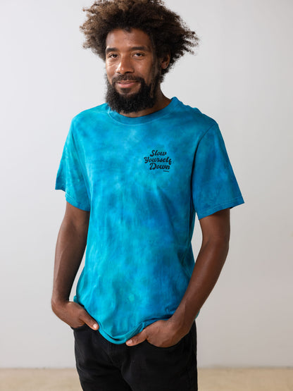 Retro Stamp Tie-Dye Tee | Organic Cotton | Slow Yourself Down - Mens Shirts