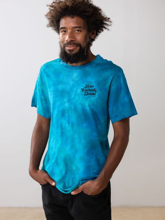 Retro Stamp Tie-Dye Tee | Organic Cotton | Slow Yourself Down - Mens Shirts