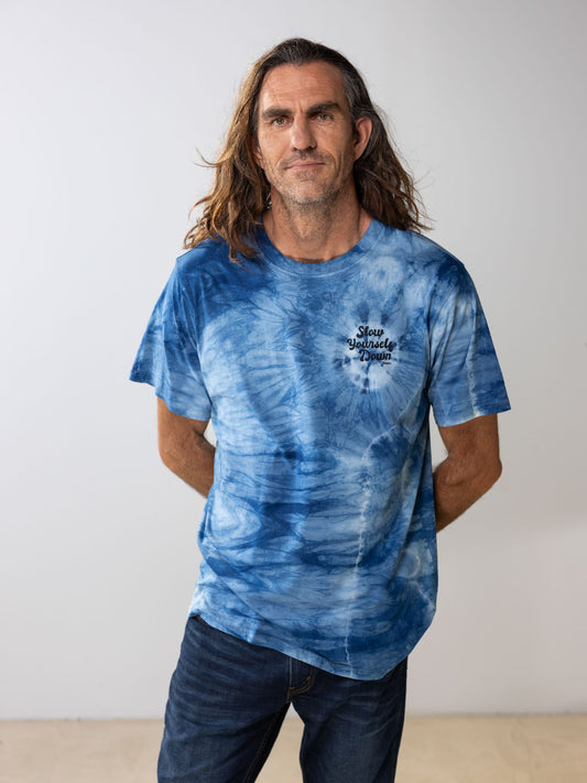 Retro Stamp Tie-Dye Tee | Organic Cotton | Slow Yourself Down - Mens Shirts