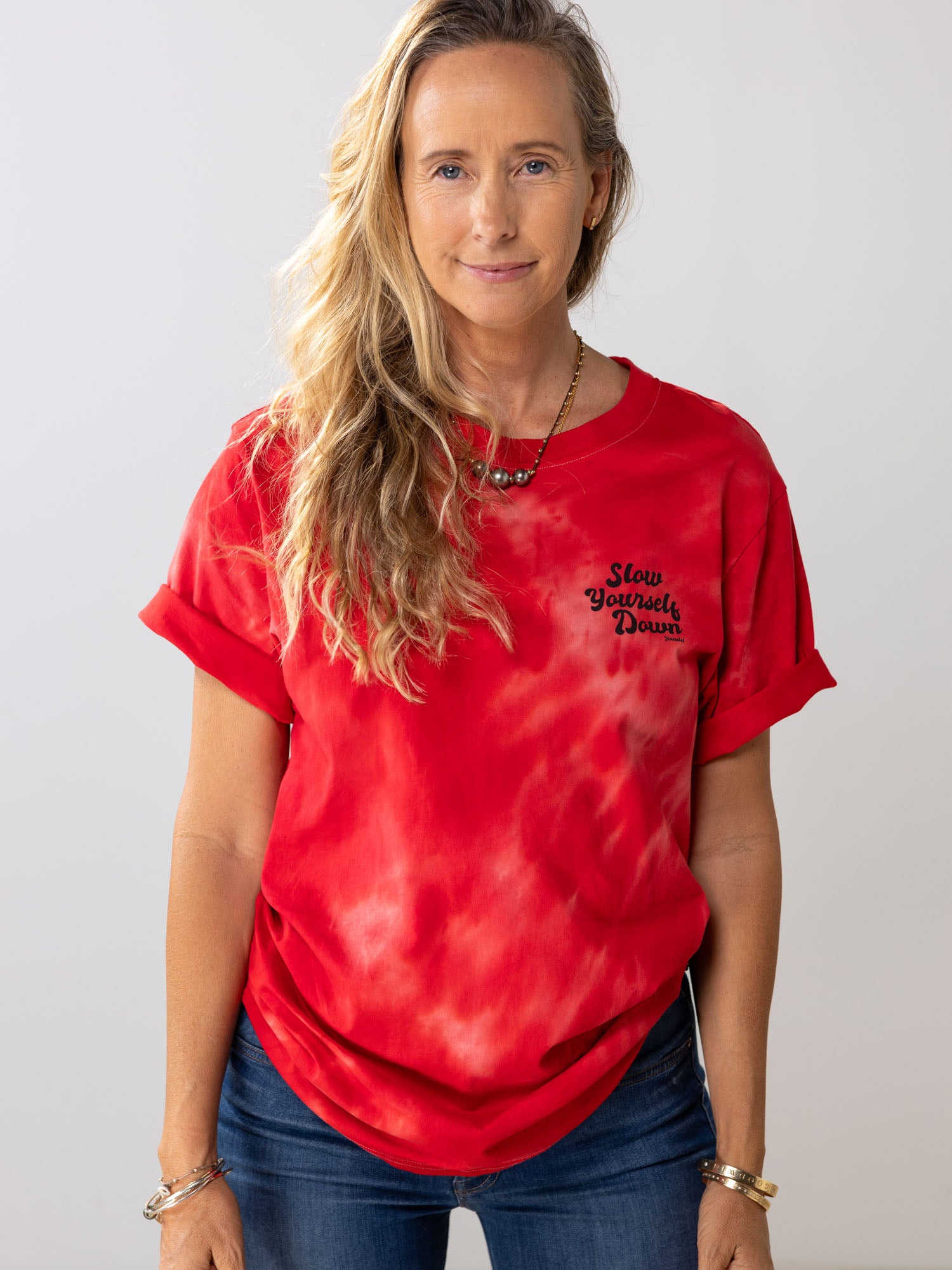 Retro Stamp Tie-Dye Tee | Organic Cotton | Slow Yourself Down - Mens Shirts