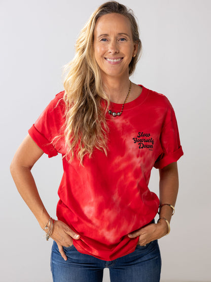 Retro Stamp Tie-Dye Tee | Organic Cotton | Slow Yourself Down - Mens Shirts