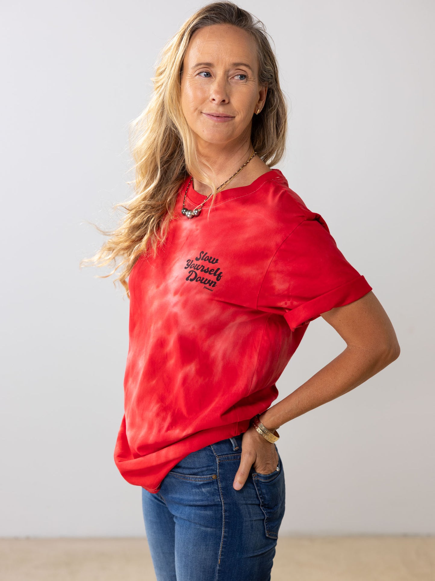 Retro Stamp Tie-Dye Tee | Organic Cotton | Slow Yourself Down - Mens Shirts