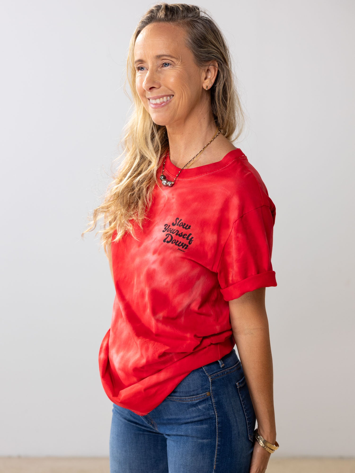 Retro Stamp Tie-Dye Tee | Organic Cotton | Slow Yourself Down - Mens Shirts