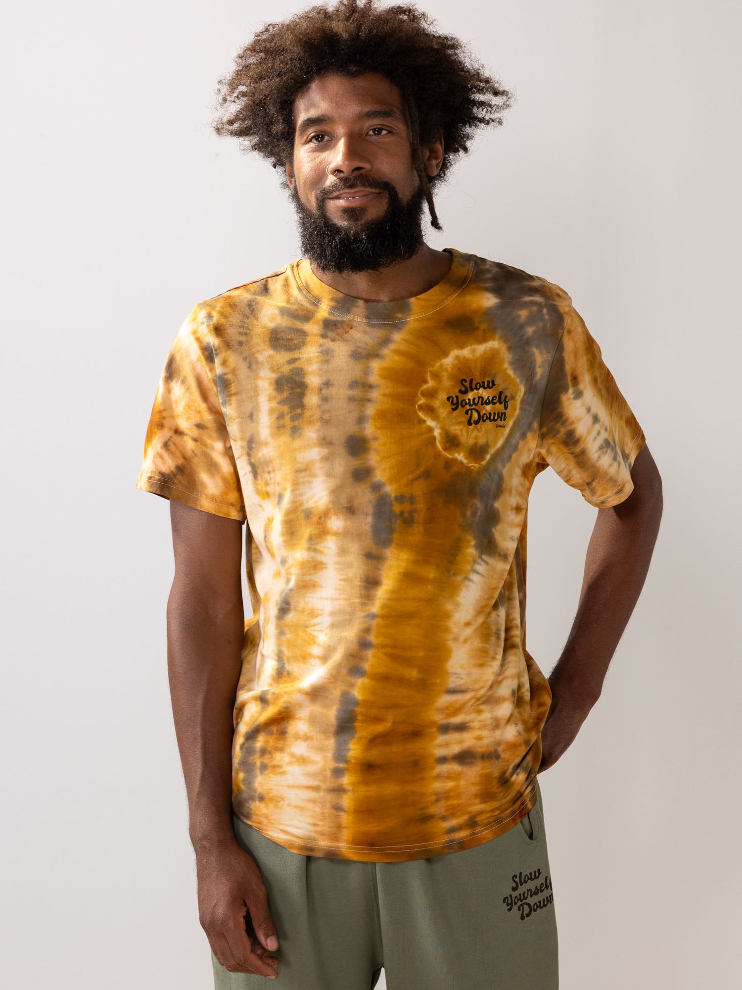 Retro Stamp Tie-Dye Tee | Organic Cotton | Slow Yourself Down - Mens Shirts