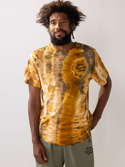Retro Stamp Tie-Dye Tee | Organic Cotton | Slow Yourself Down - Mens Shirts