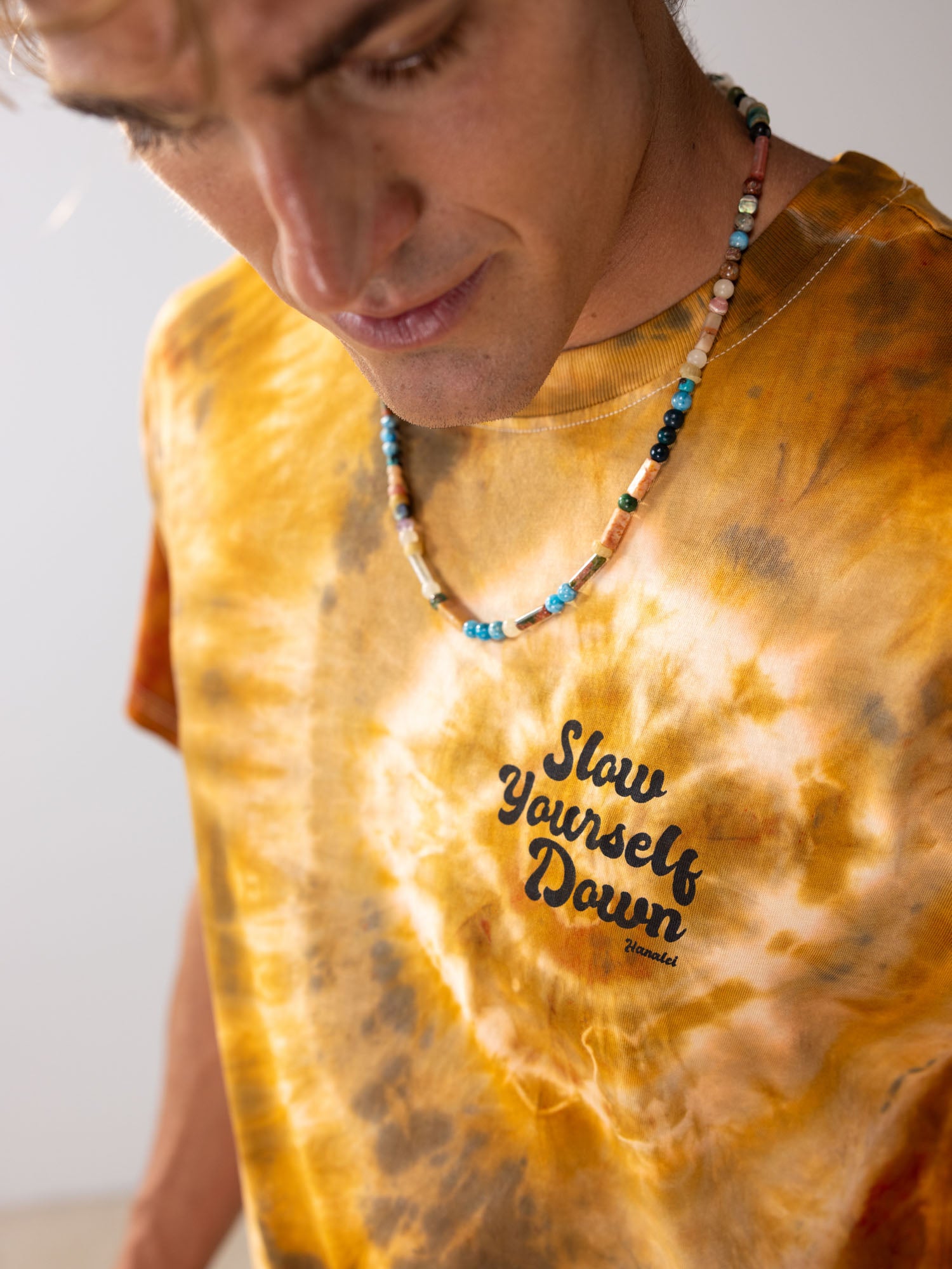 Retro Stamp Tie-Dye Tee | Organic Cotton | Slow Yourself Down - Mens Shirts
