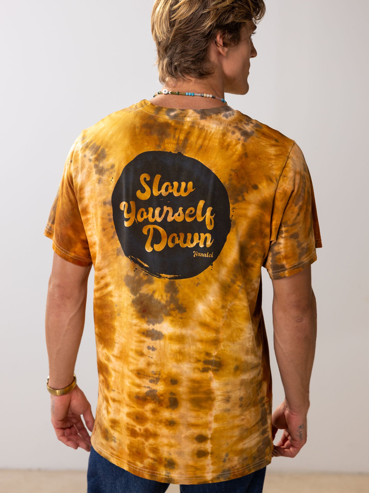 Retro Stamp Tie-Dye Tee | Organic Cotton | Slow Yourself Down - Mens Shirts