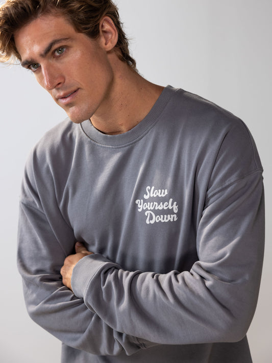 Retro Washed Crewneck | Organic Cotton | Slow Yourself Down - Crewneck