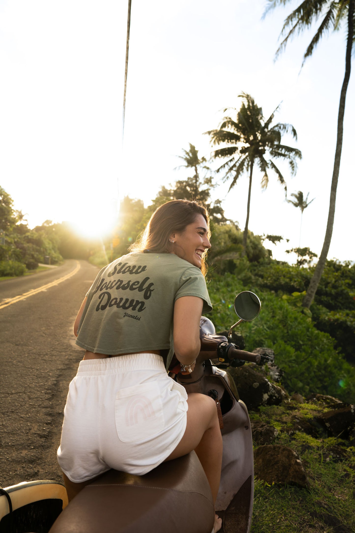 Sea Spray Retro Moon Crop - Slow Yourself Down