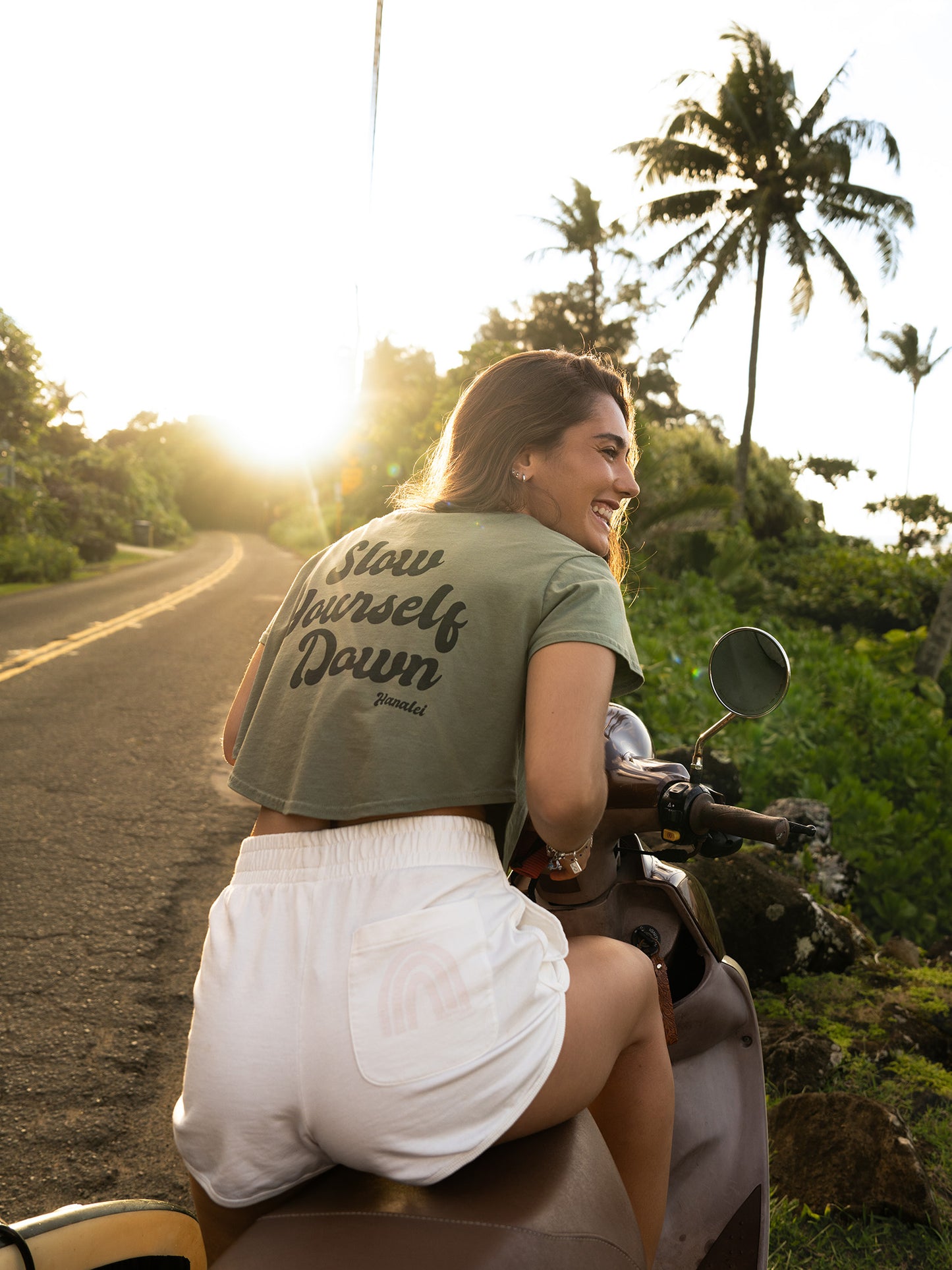 Sea Spray Retro Moon Crop | Organic Cotton | Slow Yourself Down - Womens Shirts