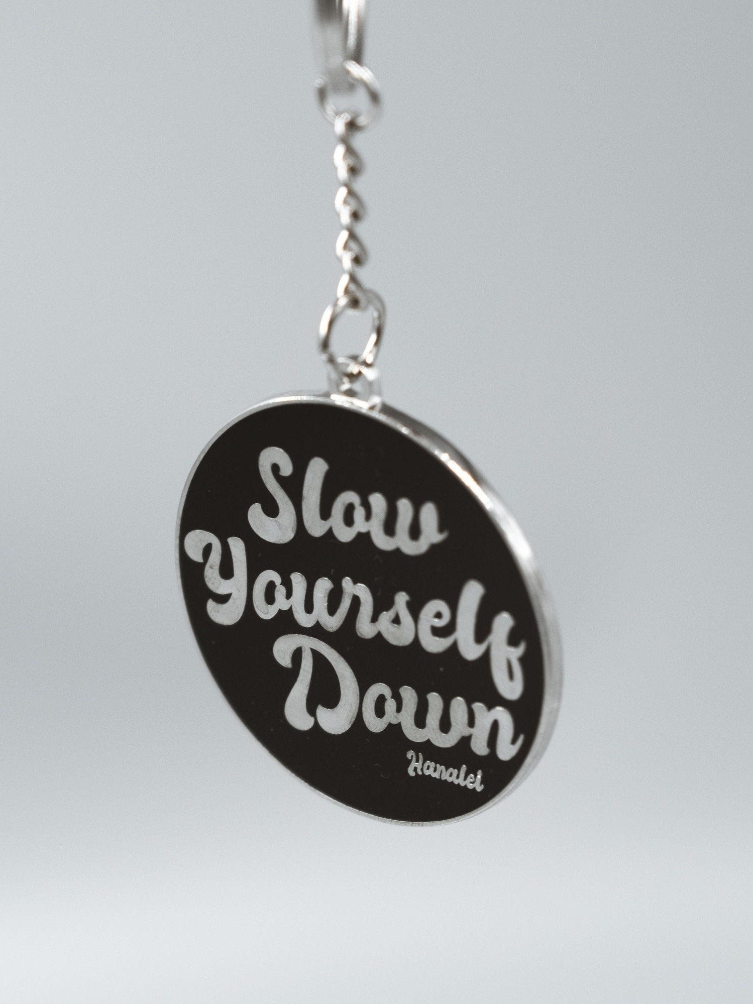 Large Retro Circle Keychain | Slow Yourself Down