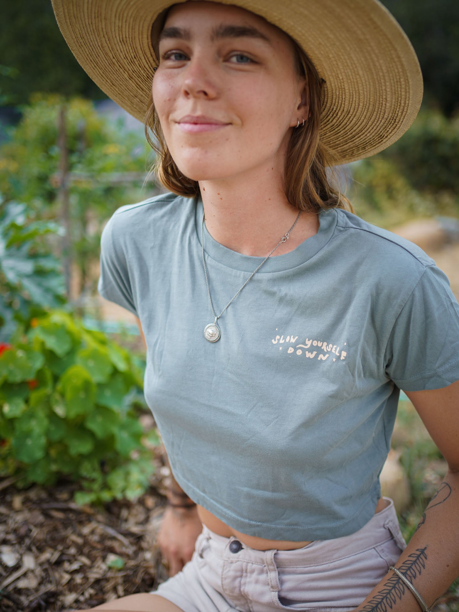 Starry Night Crop Tee | Organic Cotton | Slow Yourself Down - Womens Shirts