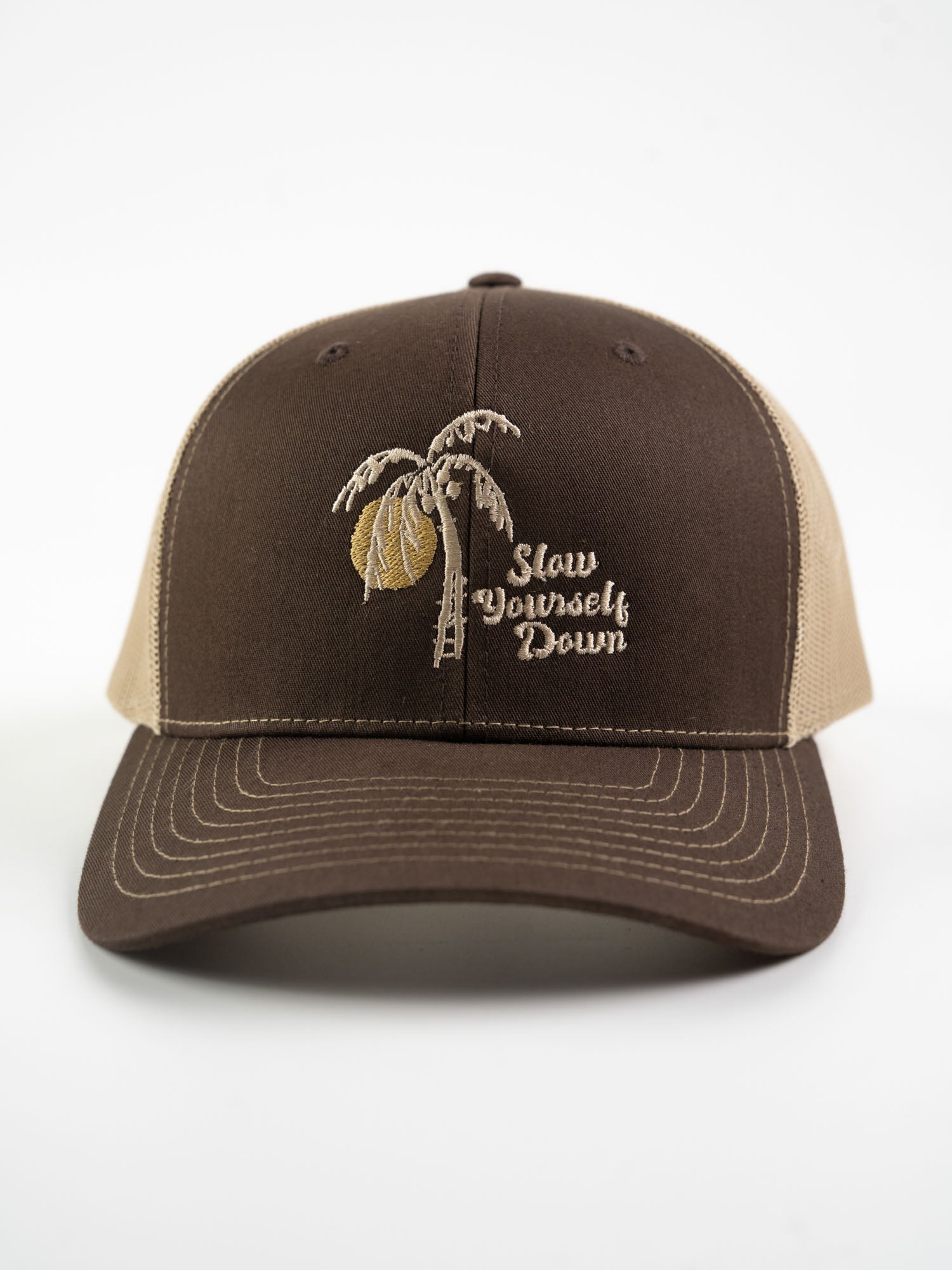 Sun and Palm Trucker Hat | Slow Yourself Down - Hats
