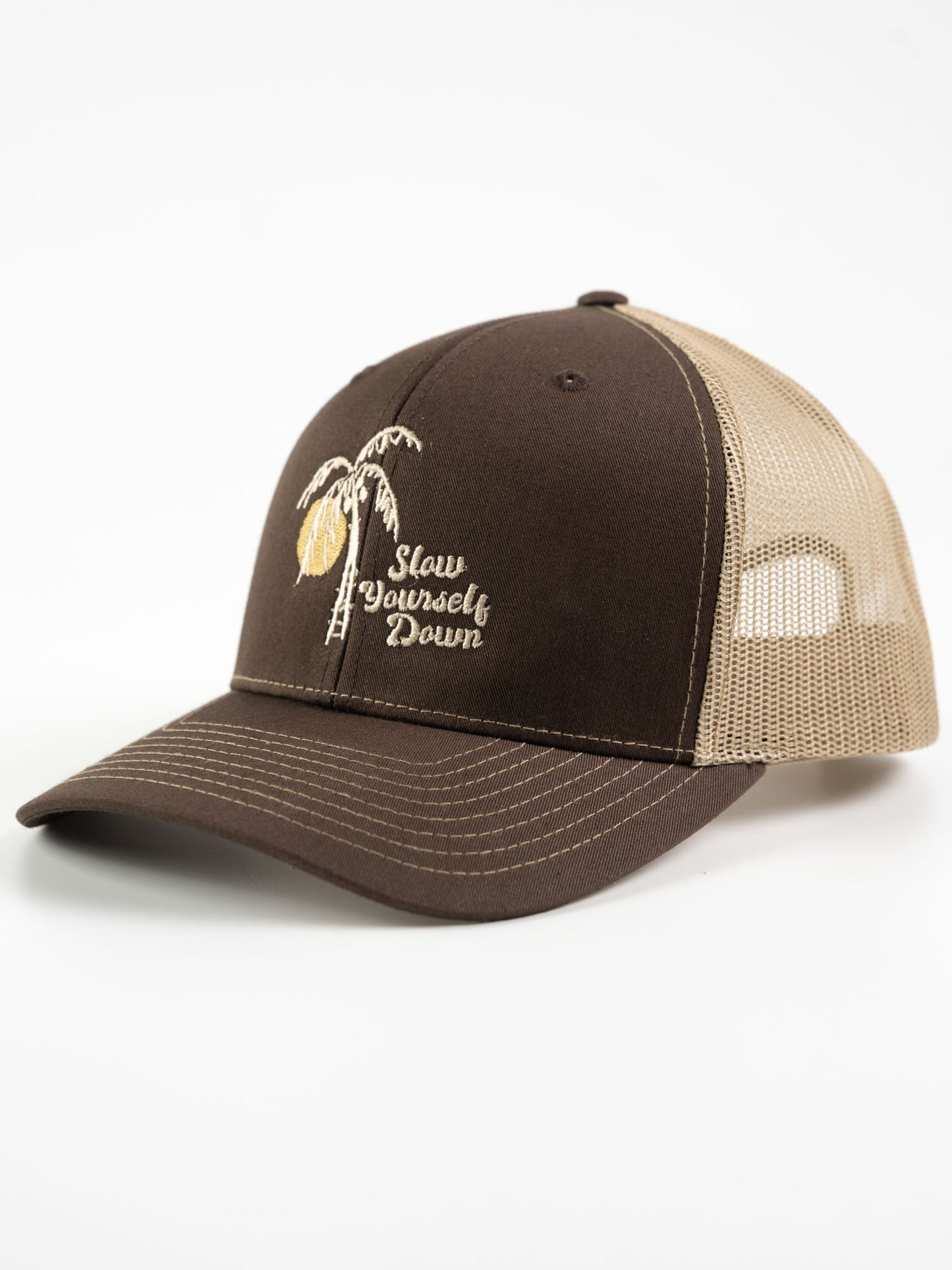 Sun and Palm Trucker Hat | Slow Yourself Down - Hats