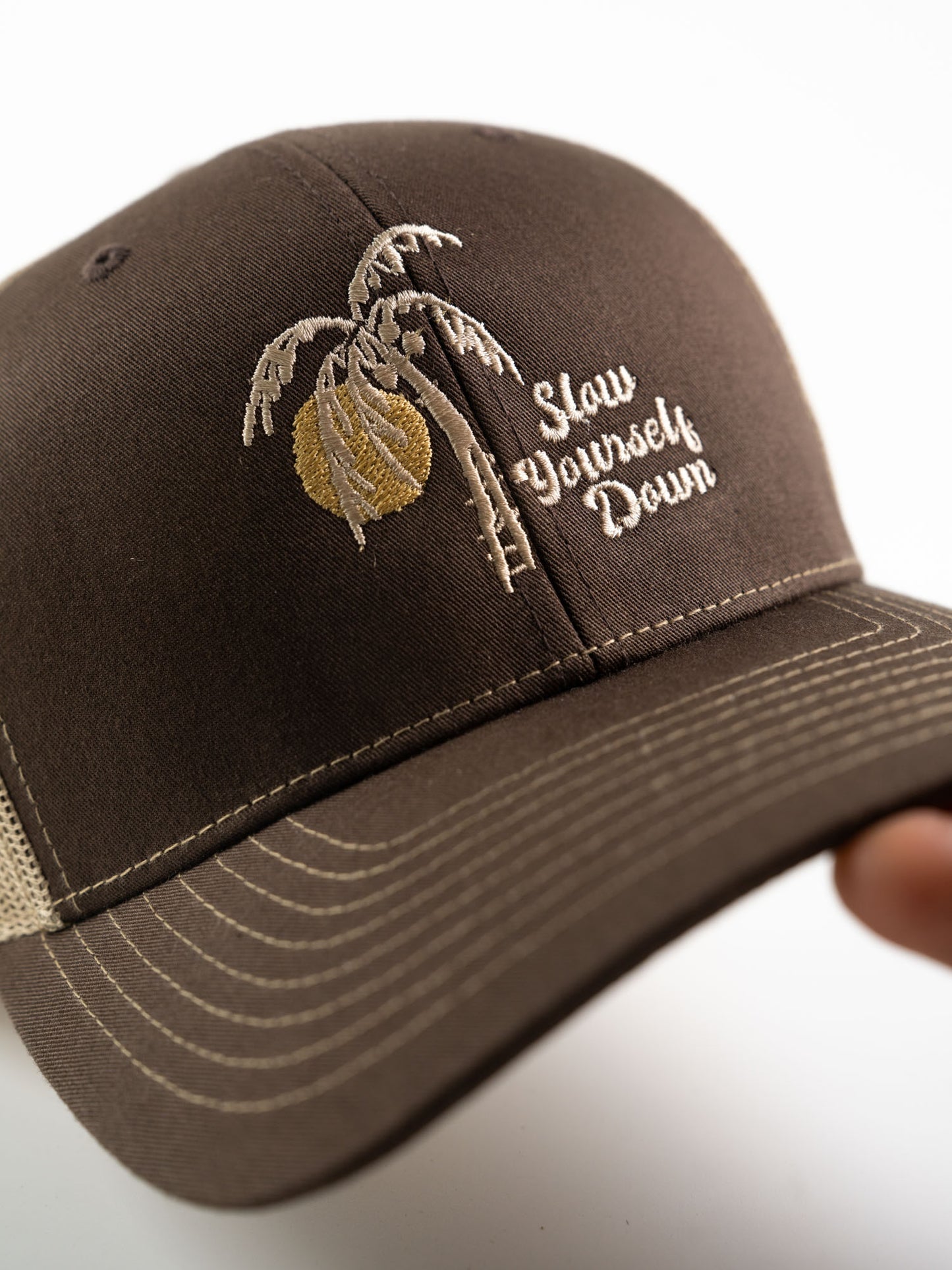 Sun and Palm Trucker Hat | Slow Yourself Down - Hats