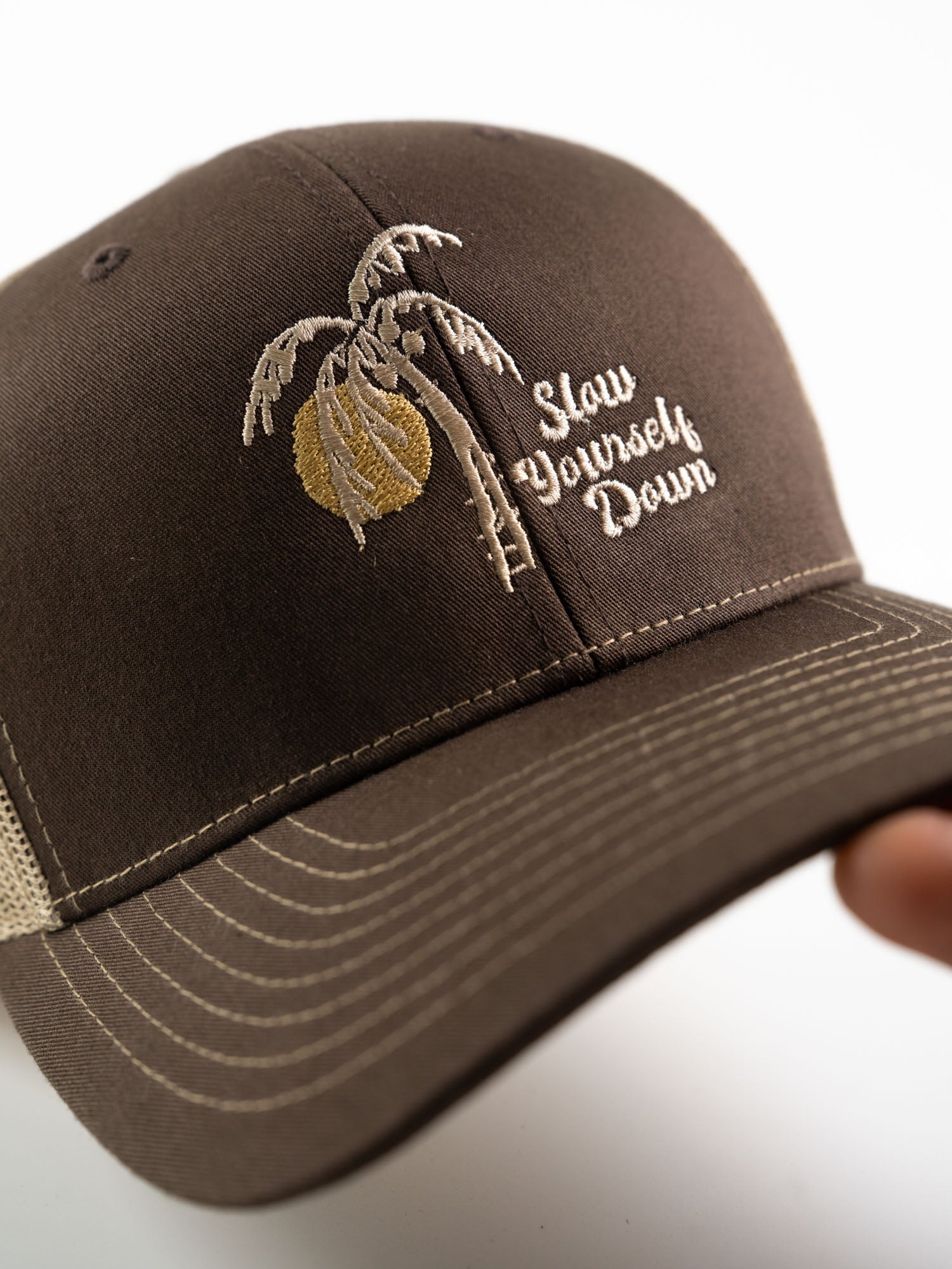 Sun and Palm Trucker Hat | Slow Yourself Down - Hats