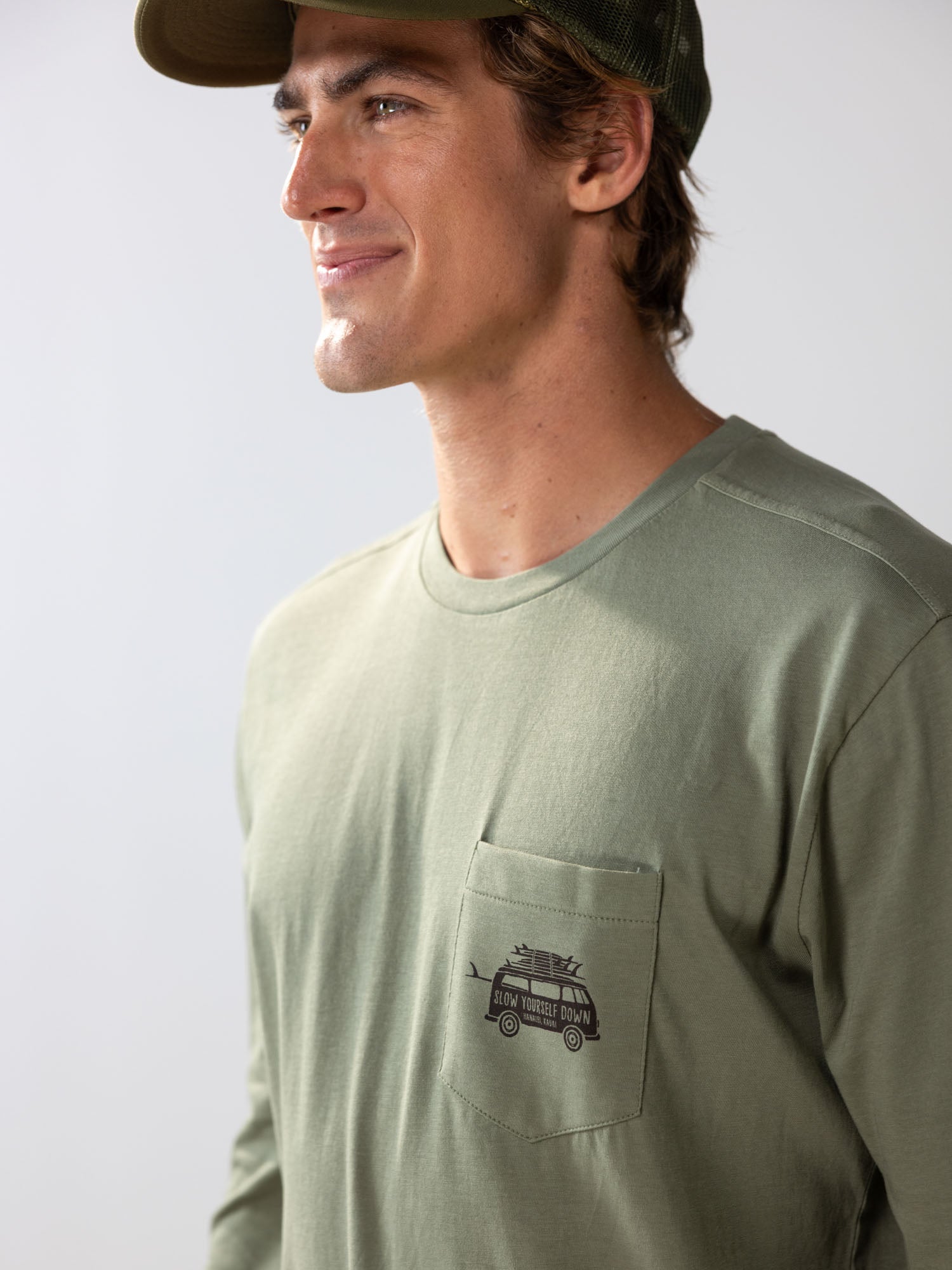 Surf Van L/S Pocket Tee | Organic Cotton | Slow Yourself Down - Mens Shirts